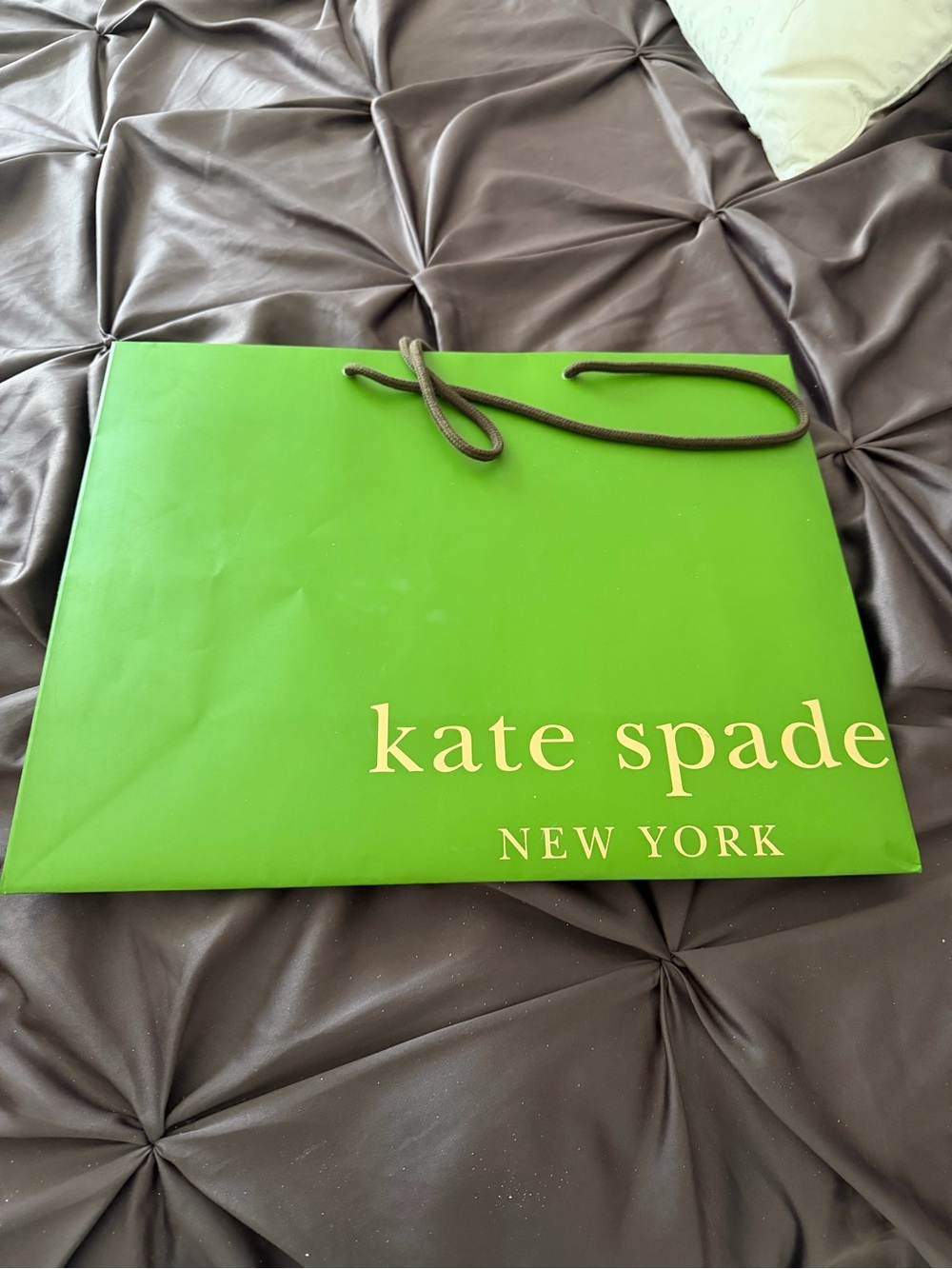kate spade Bright Green Tote Shopping Bag with Gold Logo gift bag